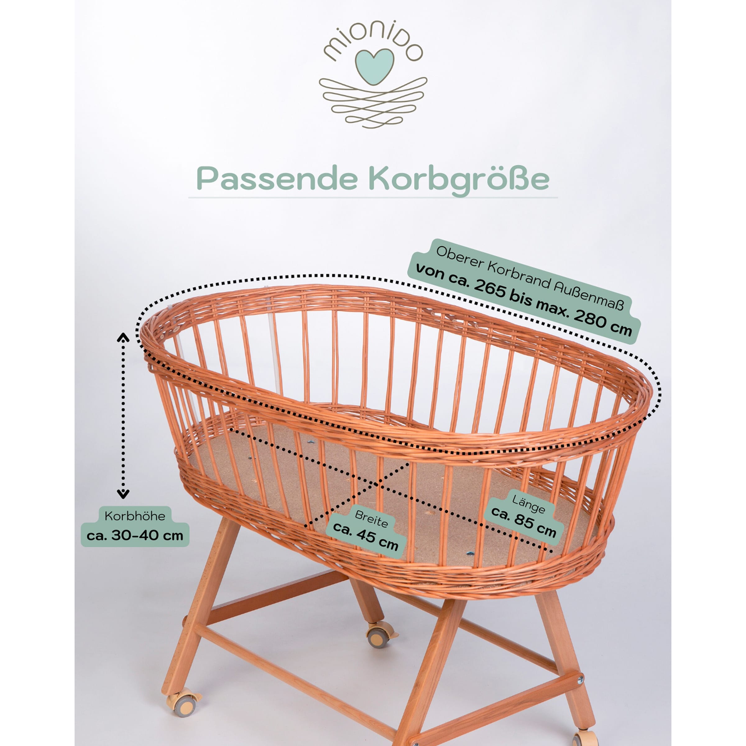 Mionido Textiles Set für Stubenwagen Musselin Uni Schleife